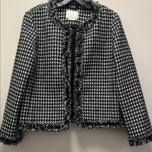 Kate Spade New York Black and White Metallic Cropped Party Tweed Jacket Sz. 8